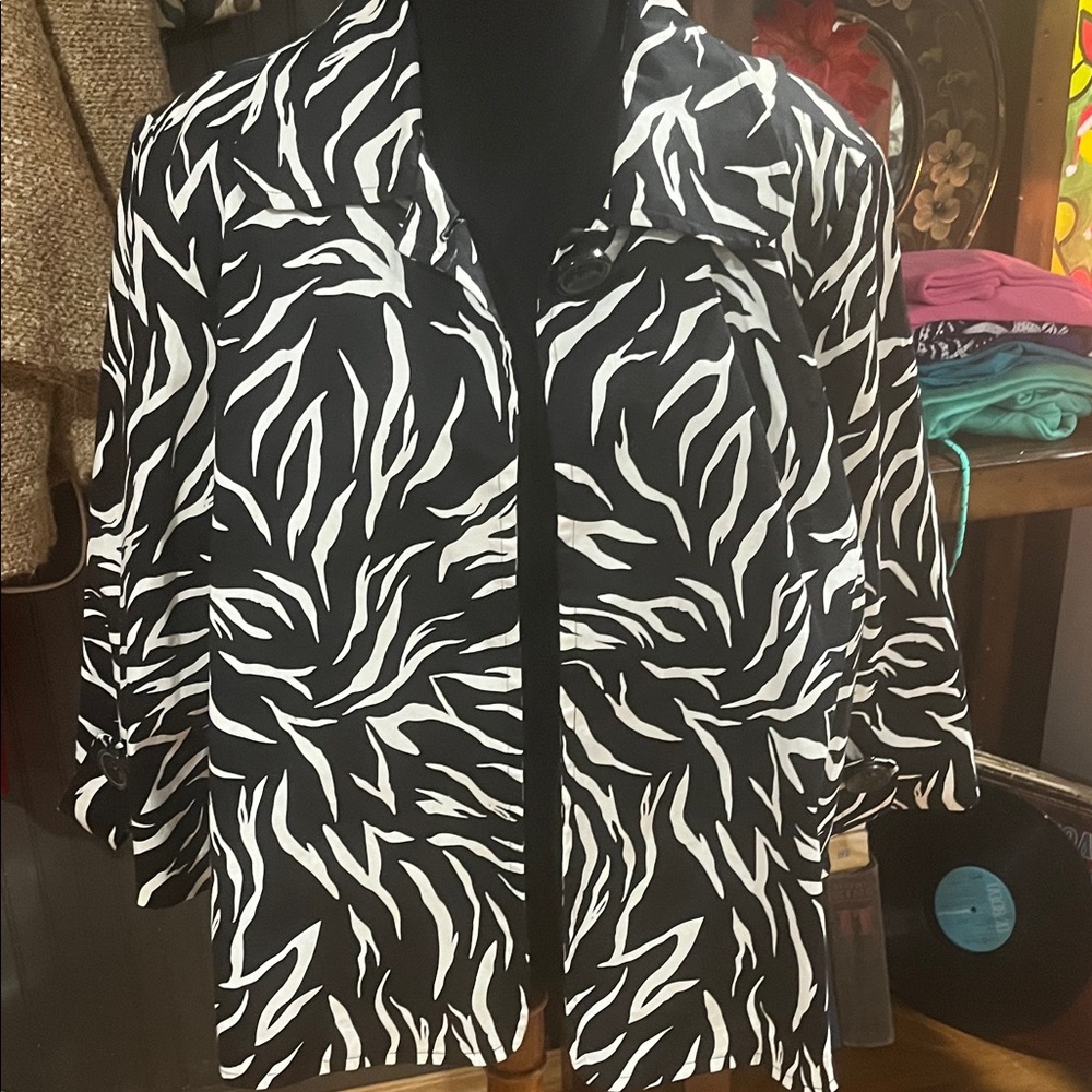 First Option Black and White Zebra Print Jacket JG